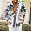 New Foreign Trade Long-sleeved Lapel Striped Shirt Loose Shirt Men
