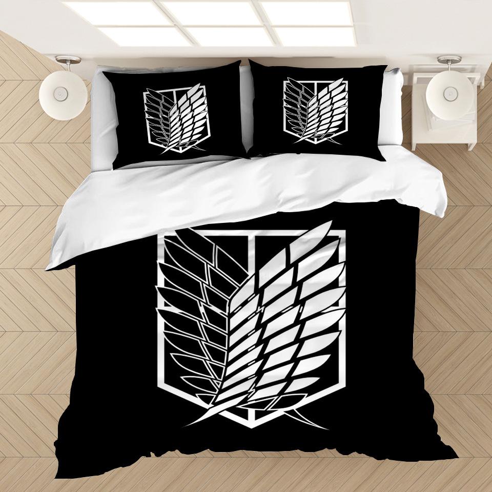Anime Attack Titan Bedding Set Soft Comforter Cover With 1/2pcs Pillow Shams For Kids Adults Microfiber Quilt Cover