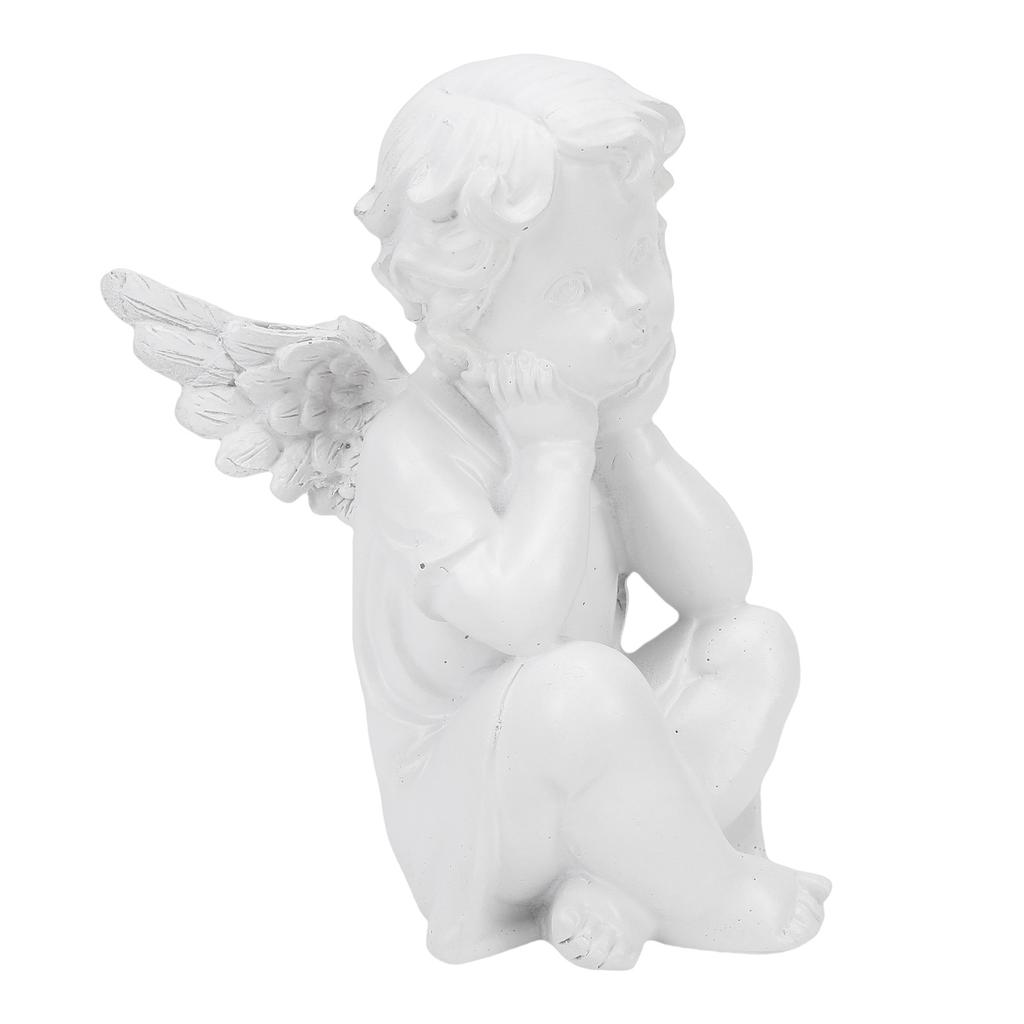 Cute Winged Statue Resin Figurine Indoor Outdoor Ornament for Garden Lawn Yard Nightstand Desktop