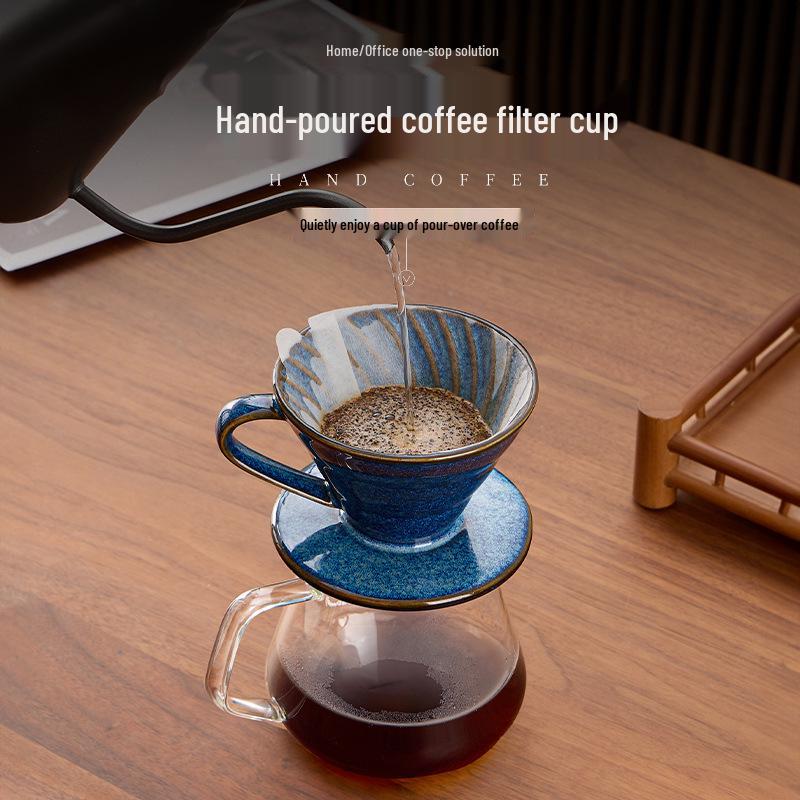 Dripper da Caffè V60 in Ceramica Retro con Scanalature a Spirale - Design Cielo Stellato
