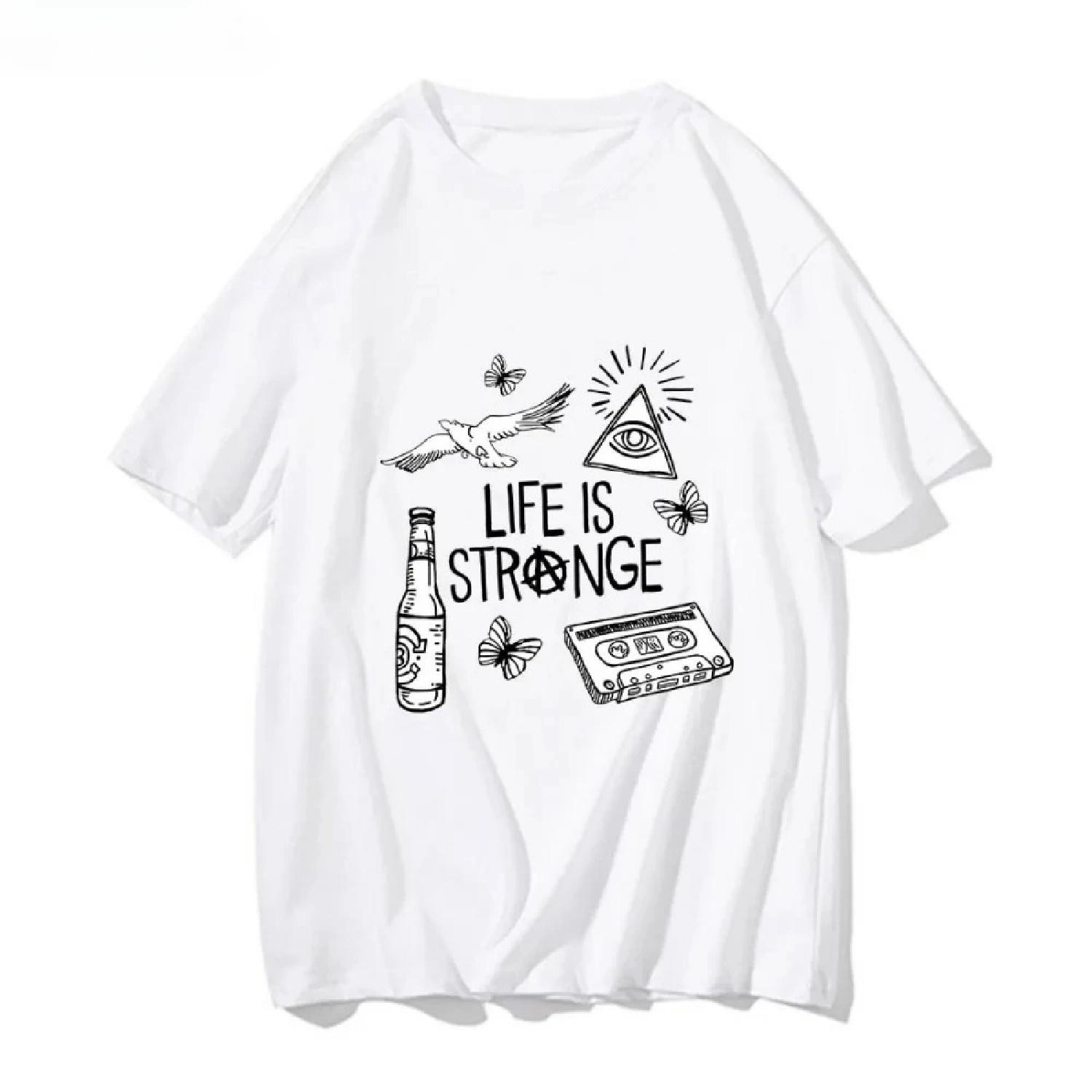 Life Is Strange Harajuku Anime T-shirts Cute Manga_comic Tshirt Funko Pop Tee-shirt Short Sleeve Men_women T Shirt XXXXXL белый