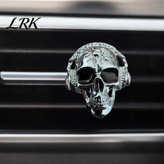 Gothic Auto Accessories Skull Car Vent Clips, Metal Head Air Essential Oil Diffuser for Freshener Charm, Halloween Interior Accessory Men Women Retro