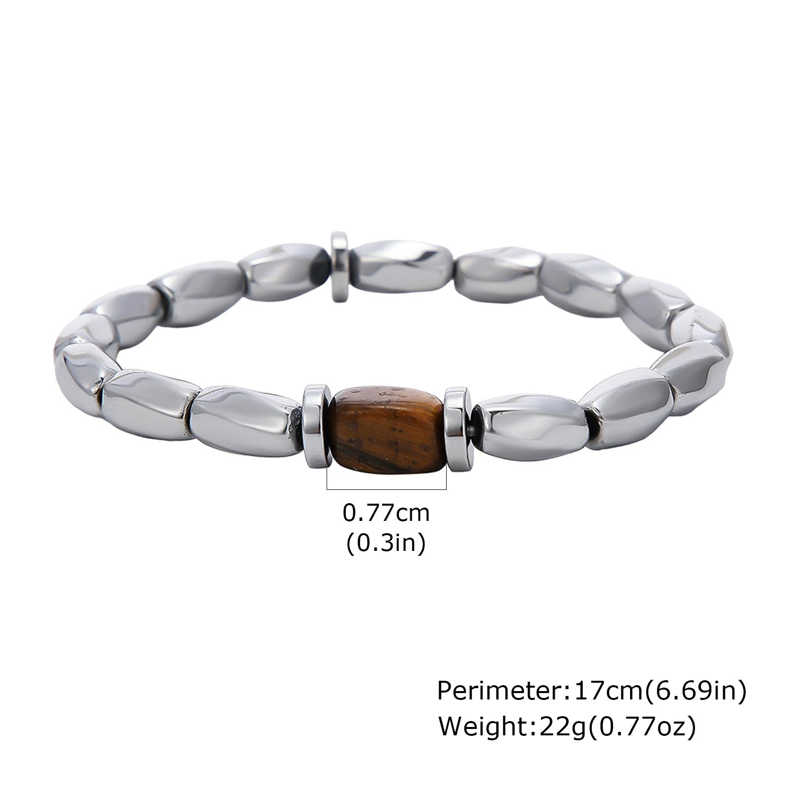 

Silver Color Retro Irregular Beaded Bracelet for Men, Chic Tiger Eye Stone Elastic Chain Bracelet, Fashion Punk Jewelry Gift серебряный