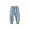 Girls' Jeans Autumn and Winter Children's Clothing European and American Children's Elastic Waist Casual Trousers Children's Butterfly Mid-Waist Pants