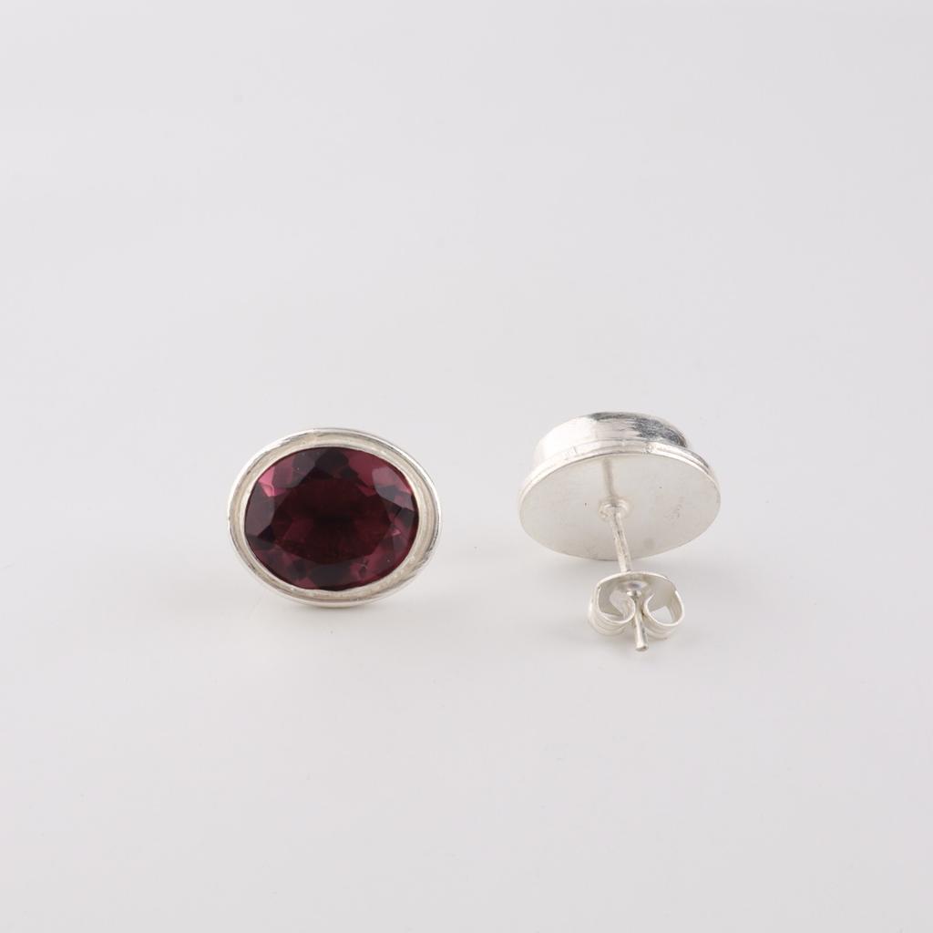 Rhodolith Edelstein 925 Sterlingsilber Schmuck Handgefertigt Ohrstecker 0,5" Geschenk Für Sie EE-178-5