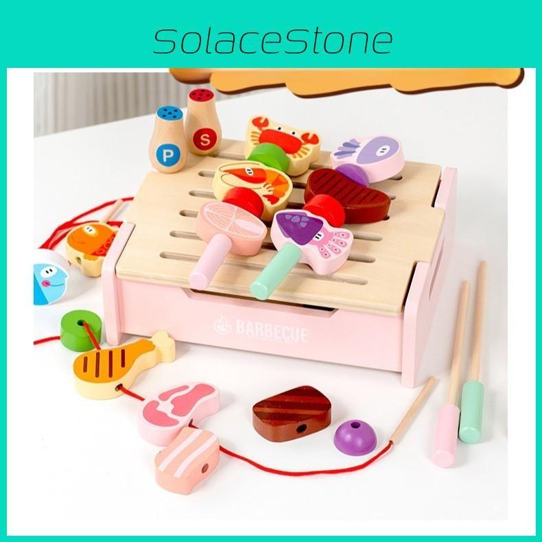 Grill Barbecue Wooden Toy With Educational Pretend Cooking Features Kids For