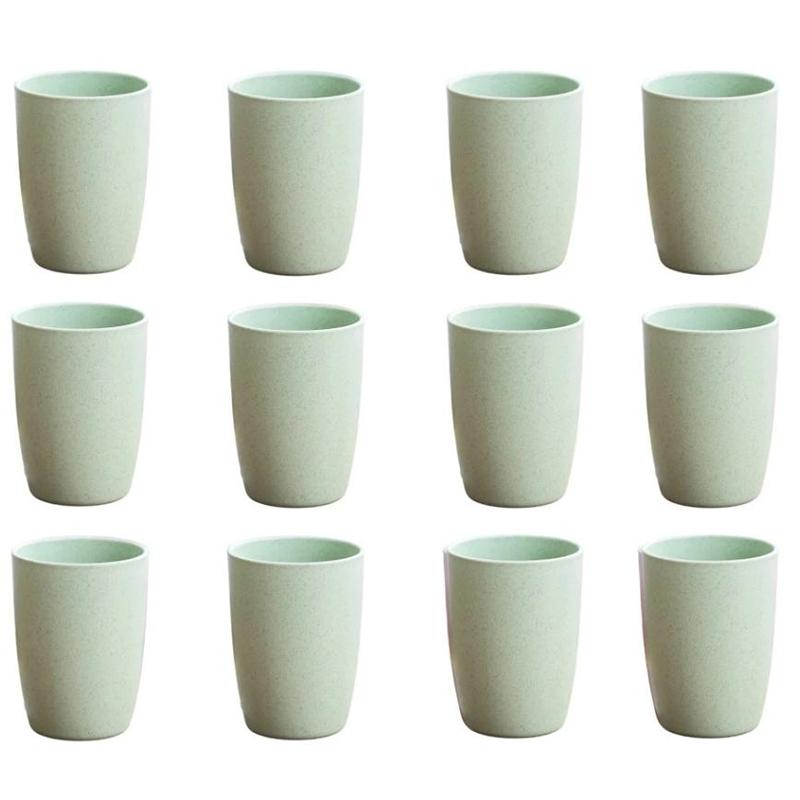 12Pcs Wheat Straw Cup Plastic Mouthwash Water Cup Brushing Cup Potable Drinking Travel Cup For Kids Adults