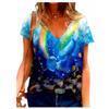 3D Marine Animal Print Women's Short T-shirt Summer 2025 Fashion Street Fashion Women's T-shirt Casual V-neck Loose Top