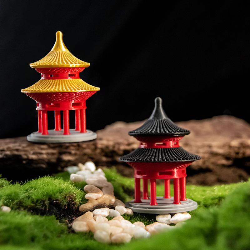 Chinese Pagoda Domed Pavilion Statue Ancient Building Model Japanese Decoration Miniature Rockery Aquarium Bonsai Ornament