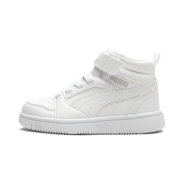 Puma Rebound V6 Synthetic Leather Comfortable Versatile Mid-Top Kids Sneakers Kids Sneakers White Gray 393832-05