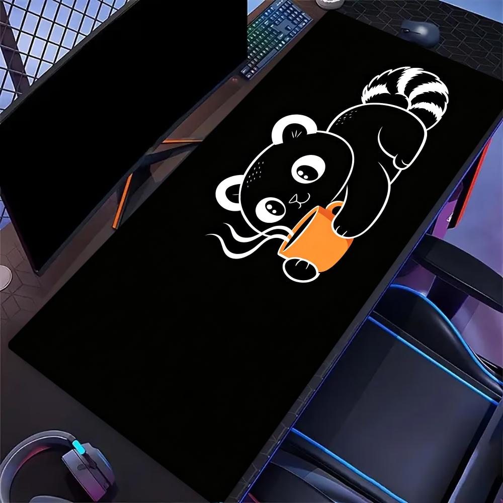 Cute Line Art Cat Hold Coffee Cup Large Gaming Mouse Pad Non Slip Rubber Desk Mat For Pc Laptop Office Home Gaming Setup