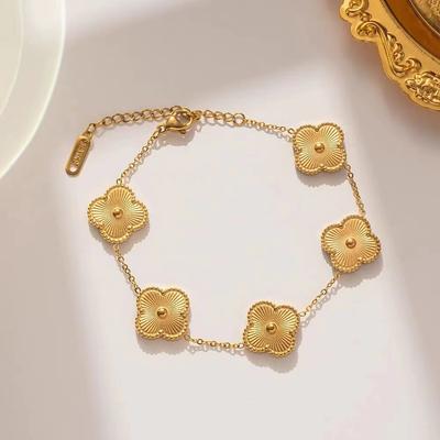 Four Leaf Clover Flower Boys Five Flower Clover Bracelet Women's 18K Titanium Steel Laser Bracelet