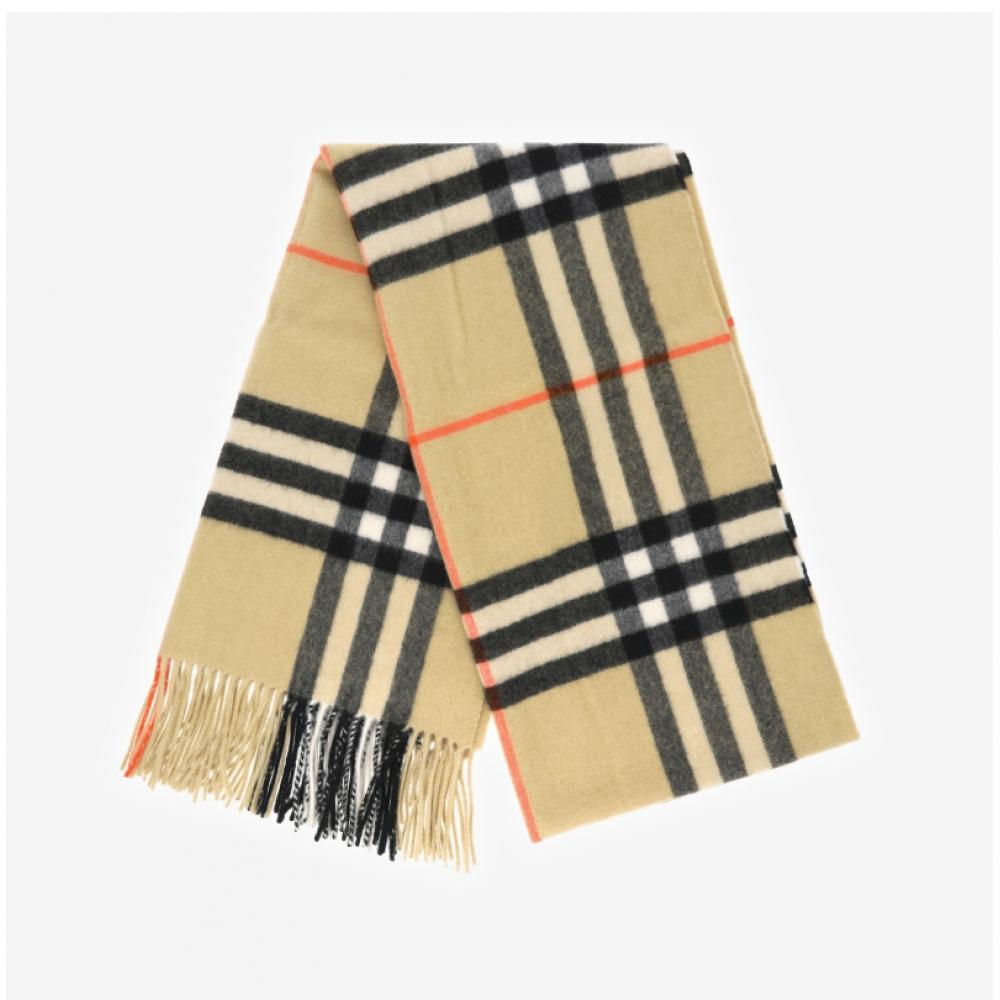 Burberry Wide Check Cashmere Fringe Scarf A2021