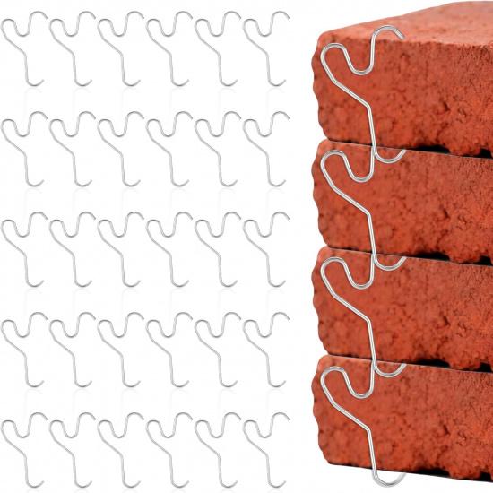 30 Pcs Stainless Steel Brick Hook Clips, Adjustable Brick Hangers No Drill Heavy Duty Wall Clips Clamp for Outdoor Indoors Garland Hanging Wreaths