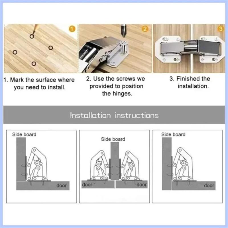 2/4/10PCS 90 Degree Cabinet Hinges No-Drilling HoleHydraulic Buffer Hinge Kitchen Cabinet Cupboard Hinges Furniture Hardware