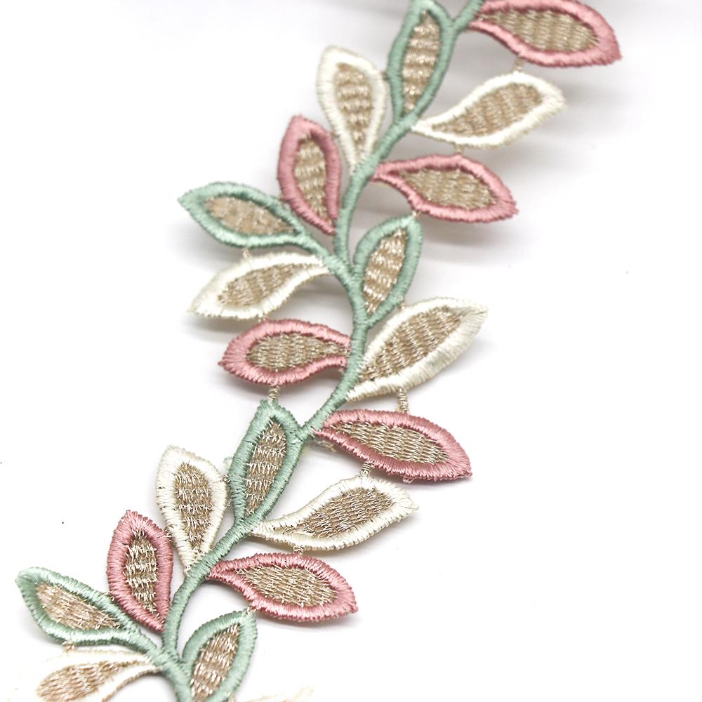 H833 Colorful Leaf Flower Lace Trim Knitting Wedding Embroidered Diy Handmade Patchwork Ribbon Sewing Supplies Crafts