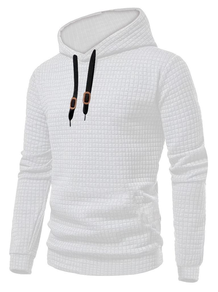 Casual Long Sleeve Hoodie With Patchwork And Plaid Pattern For Men