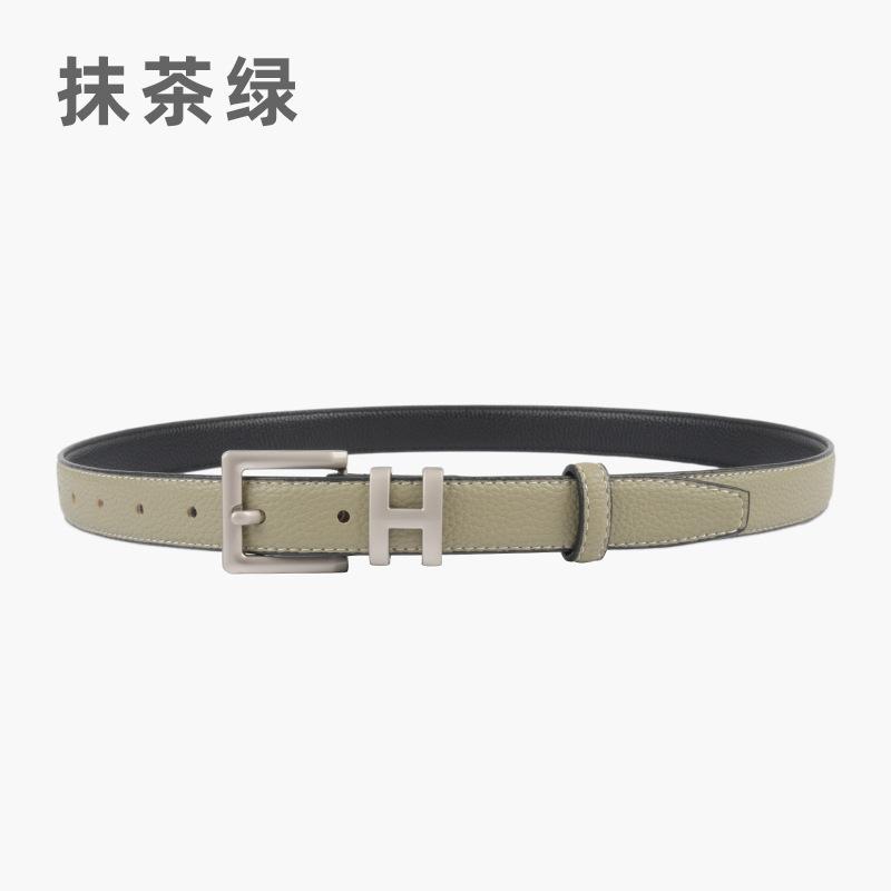 Lychee Pattern First Layer Cowhide Leather Women'S Belt Simple H Women'S Belt With Jeans Casual Pants