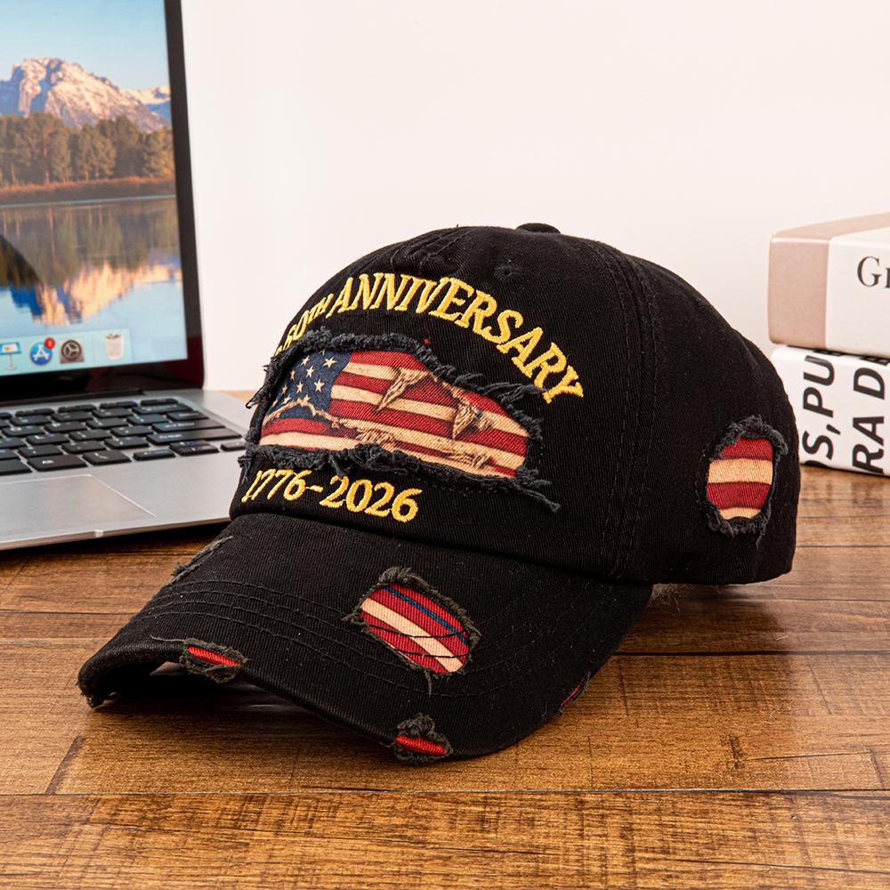 Vintage Distressed Usa 250Th Anniversary 1776- American Flag Baseball Cap Men Women Adjustable Washed Dad Hat For Patriotic