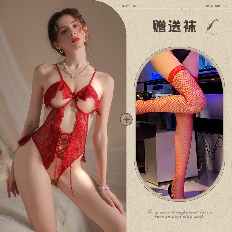 Underwear small chest onesie sexy lace open gear free uniform temptation pajamas
