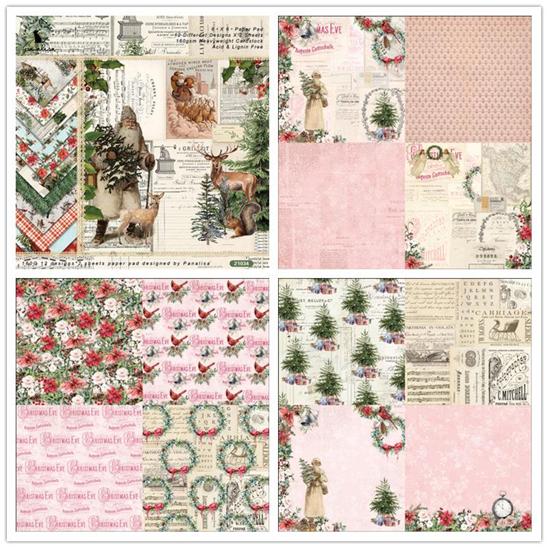 Blocco Carta Cartoncino 24 Fogli 6x6 Pollici Carta per Biglietti a Tema Cervi di Natale Modelli Monofacciali Carta per Scrapbooking Carta Decorativa per Stampa Artigianato