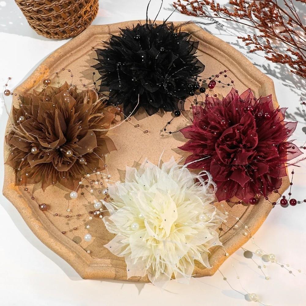 Pearl 3D Organza Flower Patch Flower Multi-layer DIY Sewing Decals Handmade Hand-made Embroidery Patch Clothes Decoration