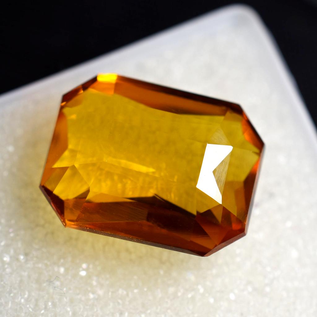 CERTIFIED 9.20 Ct Natural Stunning Orange Sapphire Emerald Cut Loose Gemstone AM-651