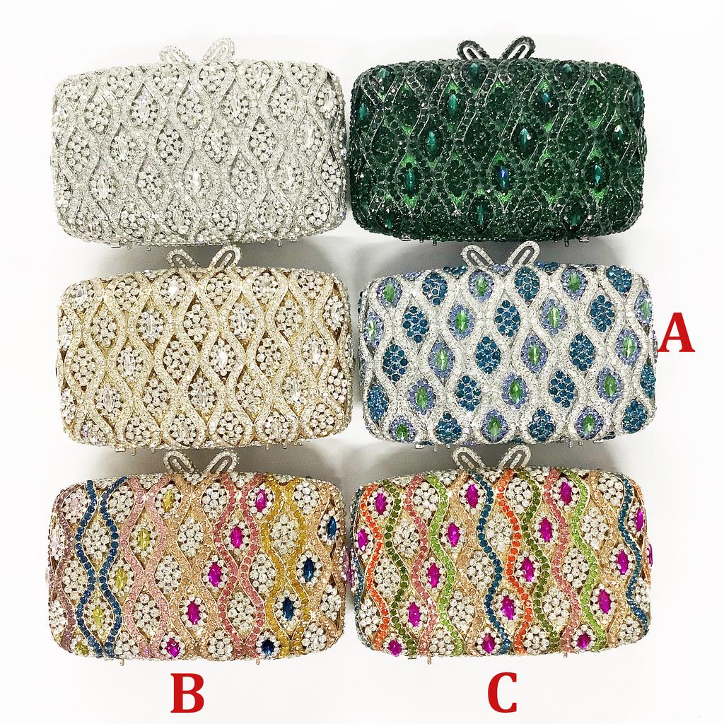 Diamond Evening Clutches Purses Yello/Blue/Green/Red Wedding Purse Crystal Handbags Rhinestone Formal Bag Lady Party Dinner
