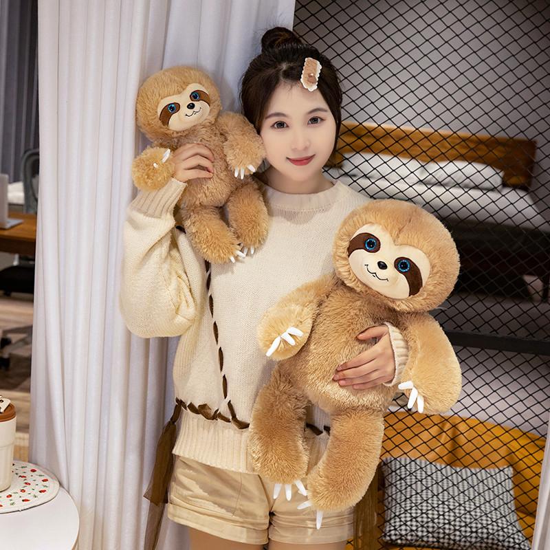 Simulation Fluffy Chubby Sloth Plushies Doll Cute Stuffed Animals Kawaii Soft Lifelike Sloth Kids Toys for Girls Boys Gifts Deco