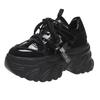 Fashion New Women Platform Sneakers Spring Autumn 8cm Chunky High Heels Bling Red Ladies Wedges Casual Dad Shoes Leather Sports Sneakers