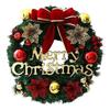 Christmas Wreath Front Door Hanging Ornaments Artificial Wreath Bell Gift Bow Stars For Christmas Tree Home Windows Decor