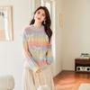 Women's Tie-Dye Wool Blend Knit Sweater with 3D Bow