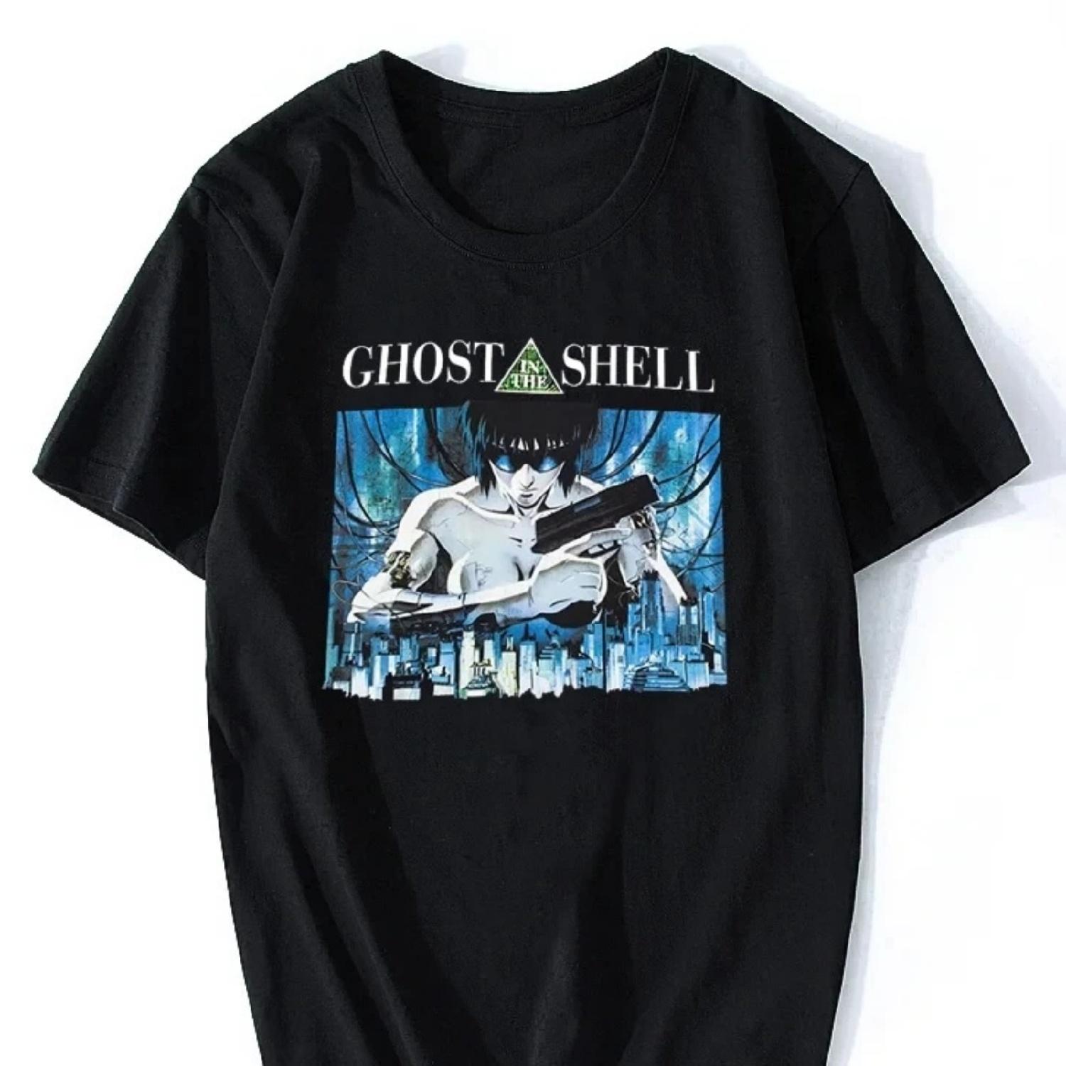 

90s Anime Ghost in The Shell Women s T-shirt Kusanagi Motoko Double-sided Print T-shirt Clothing T-shirt Streetwear Women s XXXXXL різнокольоровий