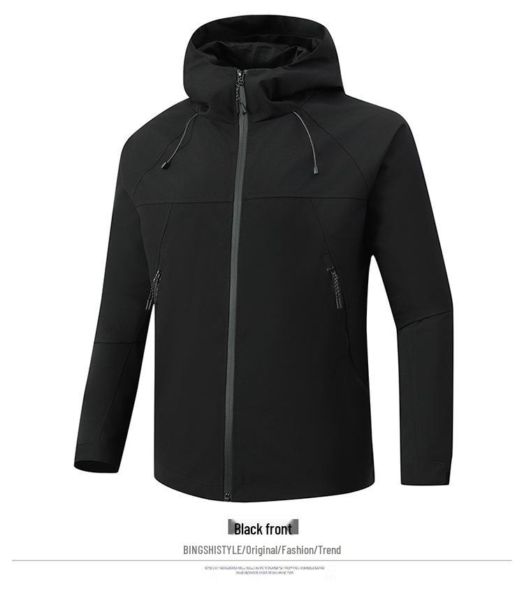 Mountain Outdoor Couple Windbreaker: Colorblock Hooded Jacket – Breathable, Windproof, Waterproof, Stain-Resistant Mountaineering Wear