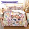 Cardcaptor Sakura Muster Bettwäsche Bettdecke Set Bettbezug Kissenbezug Heimdekoration Geburtstagsgeschenk (1 Bettbezug + 2 Kissenbezüge, ohne Füllung)