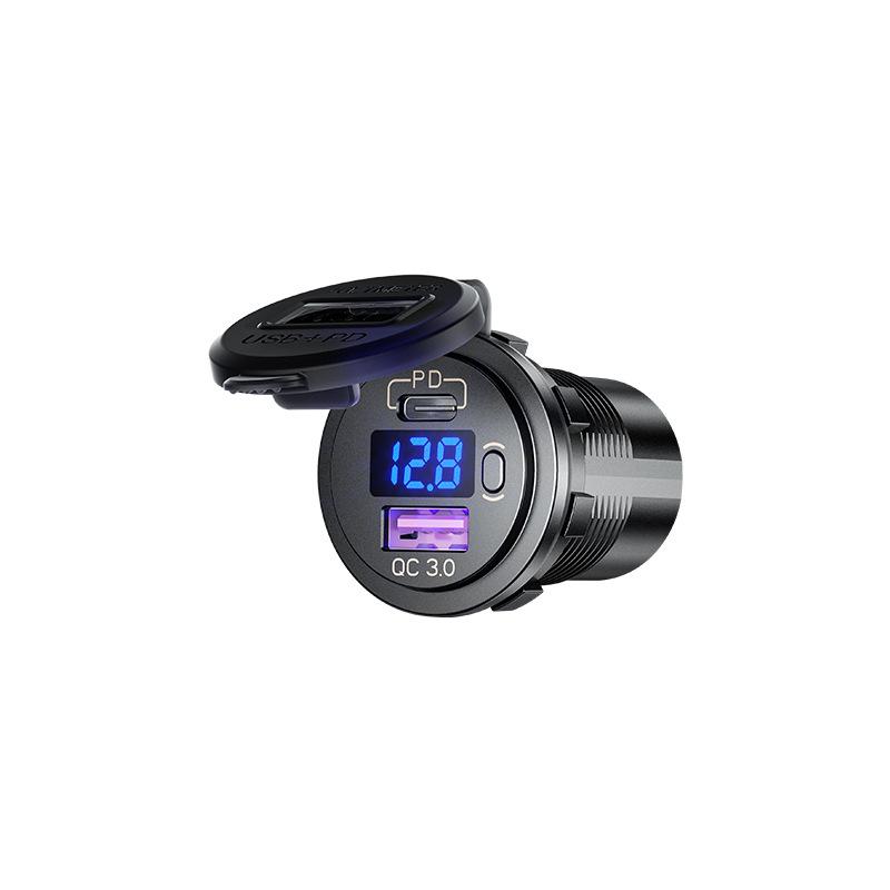 USB Charger Socket Waterproof Fast Charge Adapter PD Type C and QC3.0 Power Outlet with Switch for Car Marine Motorcycle