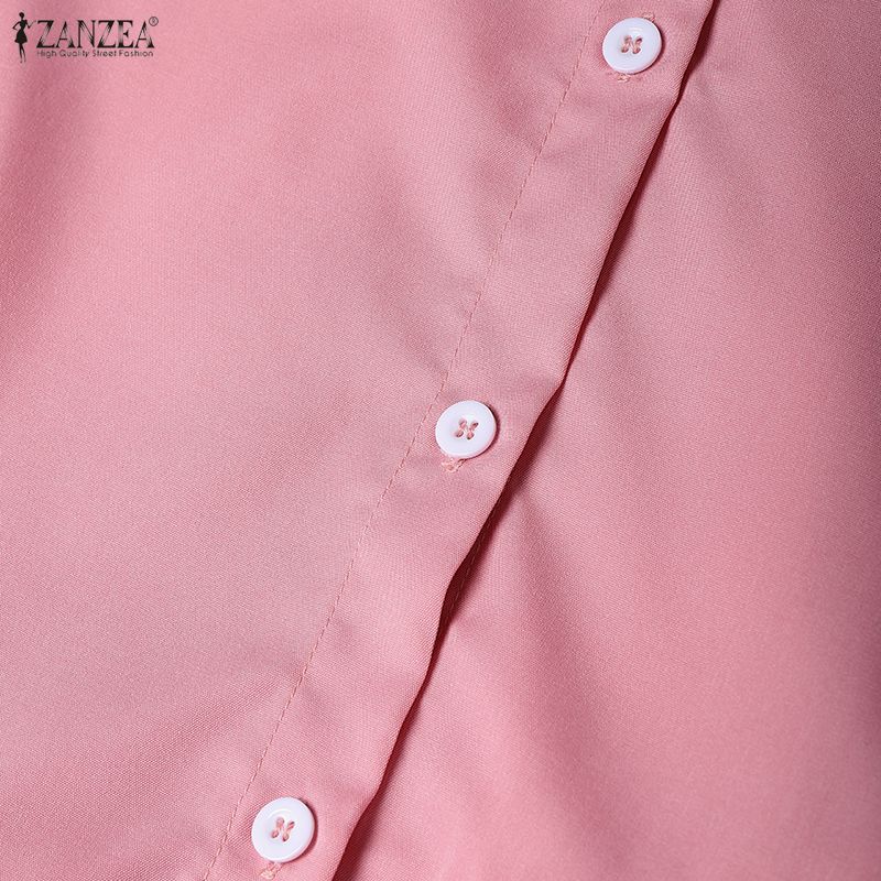 ZANZEA Women Turn Down Collar Casual Long Sleeve Loose Shirt Dress