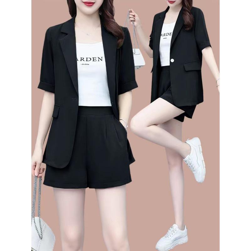 Small Suit Slim Casual Fashion Suit Women's Summer Western Style Professional Shorts Fashionable Suit Two-piece Set