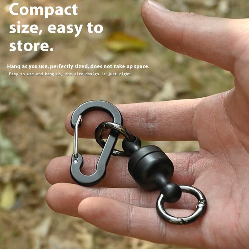 Fishing Magnetic Net Release Holder With Lanyard Fly Fishing Tool Strong Magnet Carabiner Key Chain Elastic Coil Stretch Tether