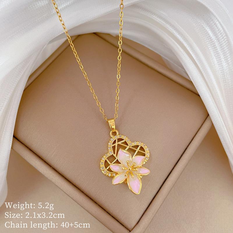 Mickey Head Heavy Industry Necklace Women'S Copper Micro-Inlaid Real Gold Electroplating Delicate Clavicle Chain Neck Chain