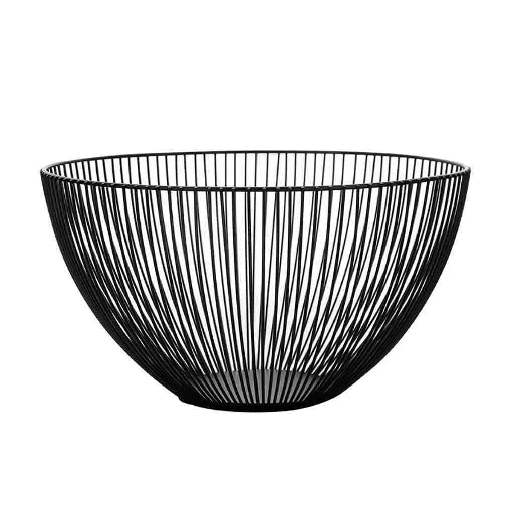 Storage Basket Black Table Decor Metal Candy Dish Kitchen Fruit Bowl Food Basket Bread Bowl Iron Vegetable Bowl Pastry Basket
