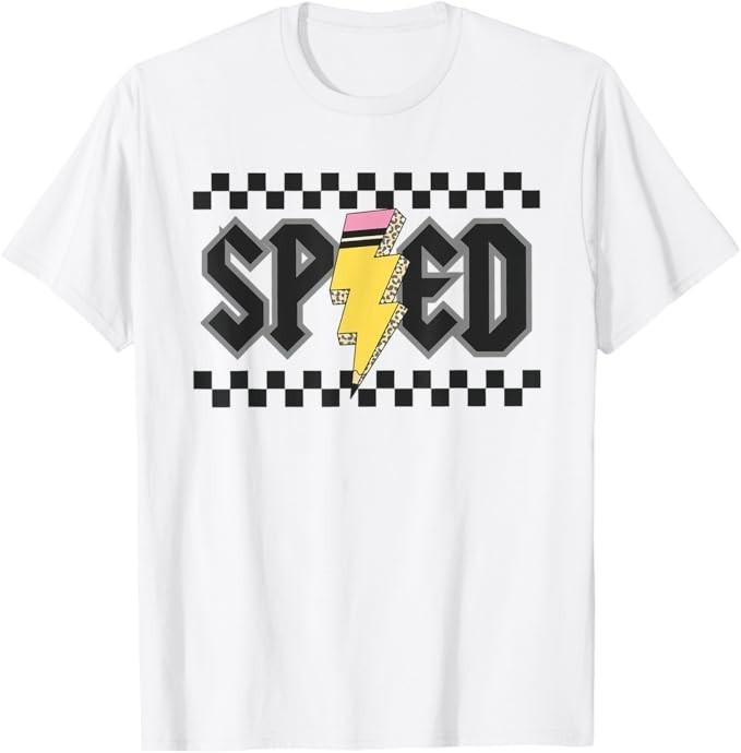 

Retro SPED Teacher Pencil Lightning Bolt Back To School T-Shirt M