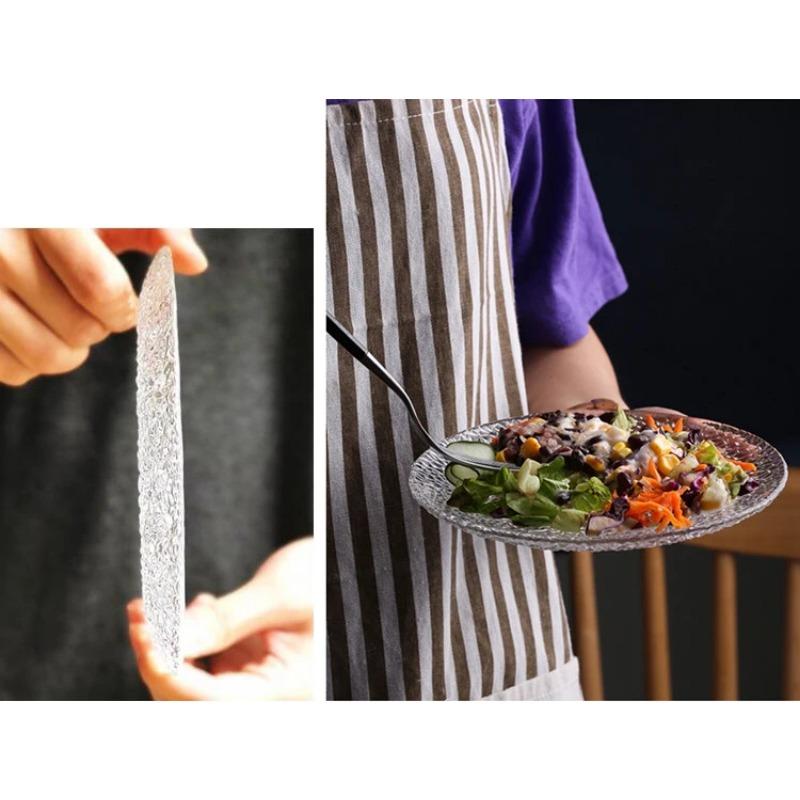 8 Inch, Rain-Drop Embossed Glass Plate, Beautiful Wedding Plates, Chafing Dinner Plate, For Buffet Cake Dessert, Dinning Food