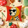 Dog Wearing A Hat Cushion Cover Plush Fabric Soft Double-Sided Printed Sofa Warm Winter Home Child Gift Pillow Case