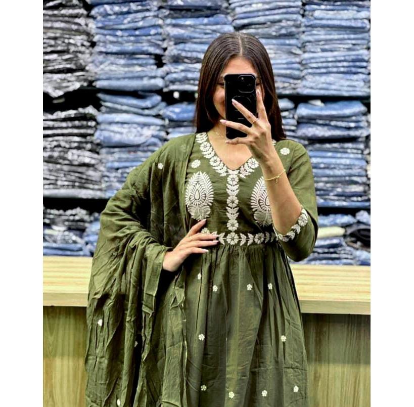 Party Wear Designer Bollywood Salwar Kameez Suit Indian Women Cotton Kurti Pant Dupatta Set