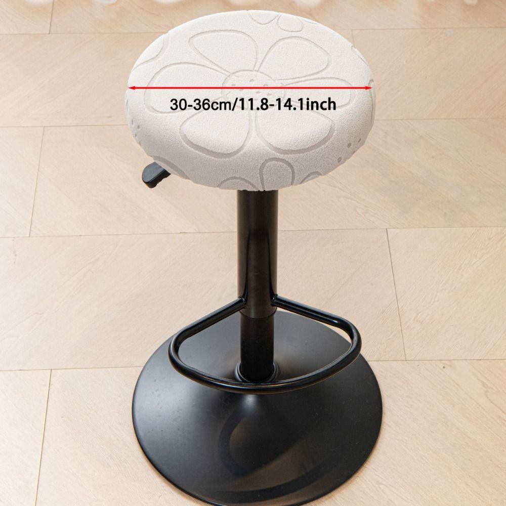 Jacquard Bar Round Stool Cover Thickened Elastic Seat Chair Slipcover Washable Stretchable Stool Cushion Cover for All Seasons