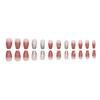 24Pcs Fashion Sweet Gradient Pink Glitter Rhinestone Press On Square Head Fake Nails With Glue Artificial Removable False Nails