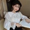 Long-Sleeve Lace Doll-Collar Shirt - Korean Fashion, Autum