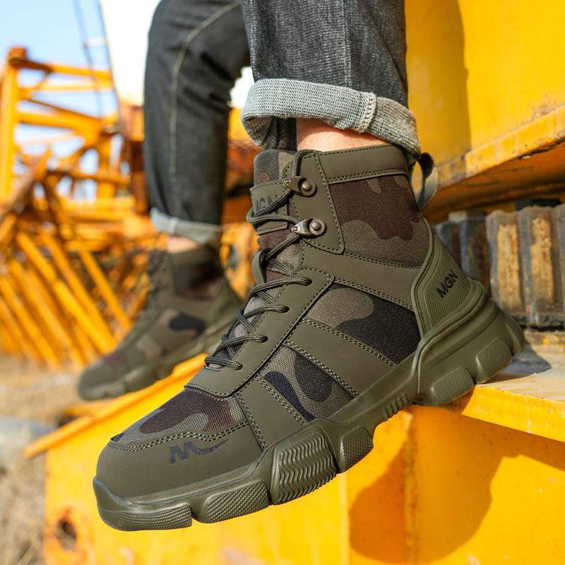 New Fashion Men Safety Shoes Steel Toe Work Shoes Anti-smash Anti-puncture Indestructible Shoes Protective Boots Oil Resistant
