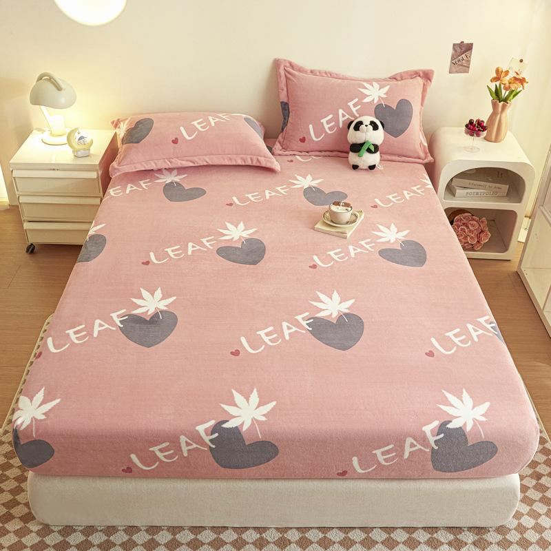 New Type A Milk Velvet Fitted Sheet, Thickened and Warm Gold Mink Velvet Mattress Cover, All-inclusive